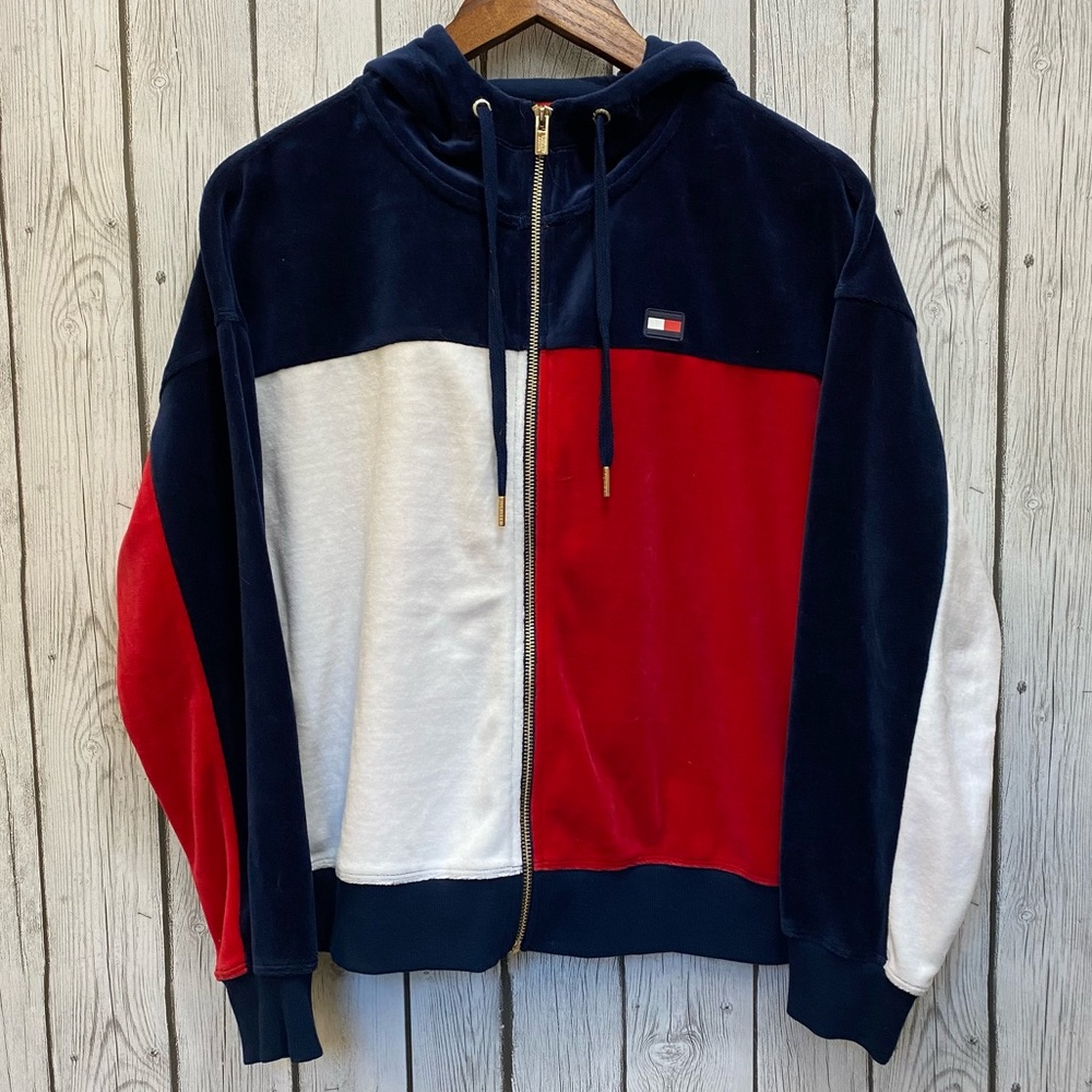 Tommy Hilfiger Sport Sweatshirt Hooded Zip Up Women’s Size Medium